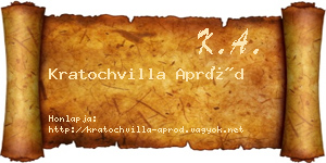 Kratochvilla Apród névjegykártya